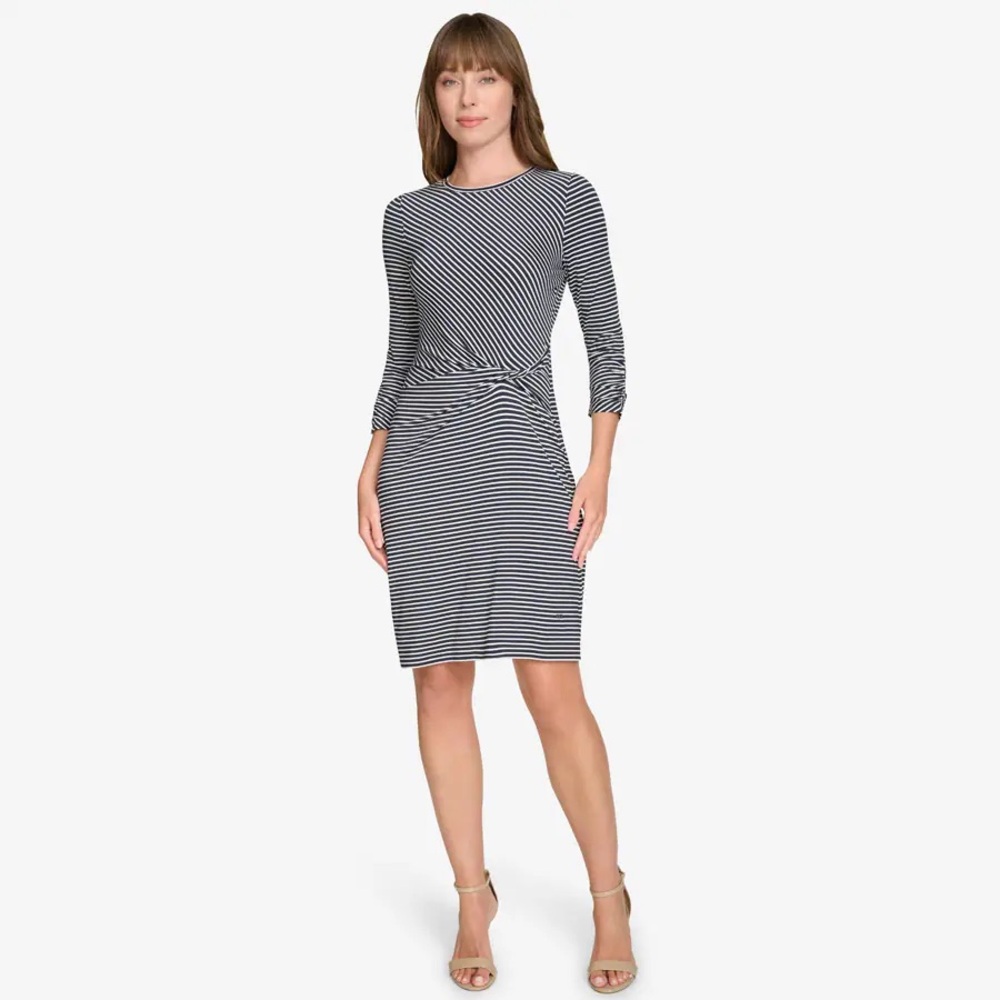 Tommy Hilfiger Stripe Twisted Waist Dress